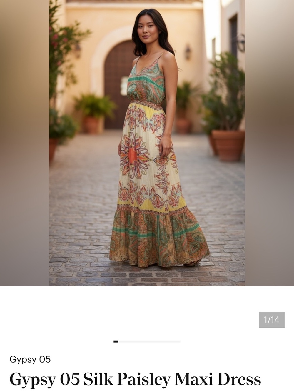 Gypsy 05 Yellow Multi Paisley Silk Maxi Dress Saks Fifth